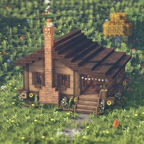 Minecraft Build Gallery🖼️ on Instagram: "💬Small and cozy cabin!🌿🌻 What do you think?😊 ------------------------------------ This awesome build was made by ➡️ @beeswithmoss Check them out!🛸 ------------------------------------ What do you think of this❓ Write it in the comments🖊️ ------------------------------------ ✅Like and follow @beeswithmoss and @minecraftbuildgallery for more wonderful content 💖 #minecraft #minecraftbuildings #minecraftbuilds #minecraftbuildtutorials #minecrafthouse Minecraft Kale, Minecraft Cabin, Villa Minecraft, Case Minecraft, Minecraft Decoration, Rumah Minecraft Sederhana, Minecraft Interior, Minecraft Interior Design, Minecraft House Plans