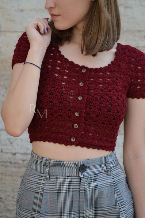 Cardigan Ideas, Modern Haken, Crochet Cardigan Tutorial, Crochet Sweater Design, Crochet Top Outfit, Crochet Cardigans, Crop Top Pattern, Crochet Crop Top Pattern, Mode Crochet