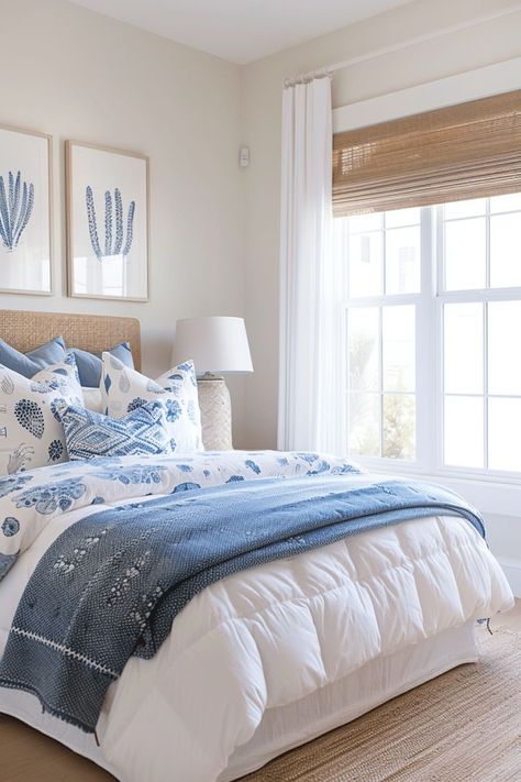 Imagine waking up each day to the soothing sounds of the ocean and gentle sunlight dancing on your walls. A modern coastal bedroom combines tranquility with Coastal Bedroom Decor, Costal Bedroom, Coastal Room Decor, Modern Coastal Bedroom, Nautical Elements, Coastal Inspiration, Bedroom Sitting Room, Neutral Bedroom Decor, Future Bedroom