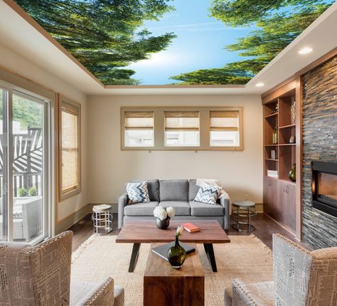 Tall ceiling living room