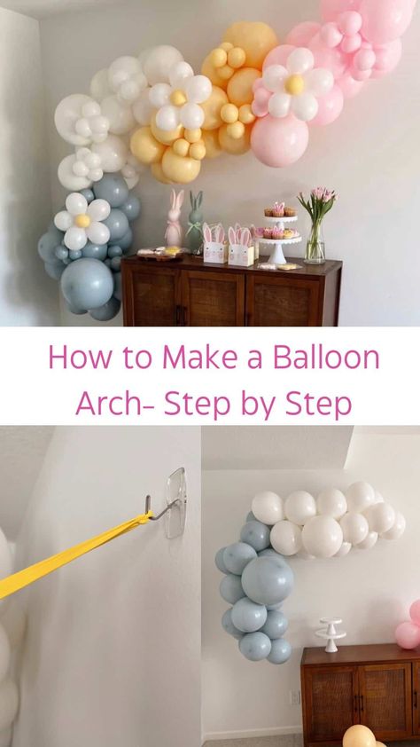 How to Make a Balloon Garland-a DIY Tutorial - traditionallycozy.com Make A Balloon Garland, Baloon Garland, Balloon Decorations Diy Tutorials, Birthday Hacks, Engagement Party Decorations Diy, Fall 1st Birthdays, Balloon Arch Diy, Baby Shower Balloon Arch, 1st Birthday Balloons