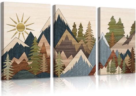 PRICES MAY VARY. Forest Mountain Wall Art Size: 12 x 16 inches,wrap the wooden frame with canvas, ready to hang. Mid Century Modern Wall Decor: Vintage Boho Mountain Painting Printed on high-quality gallery-quality canvas.Very textured and the colors are bright, just like the pictures show.This abstractwall art canvas are printed on canvas with high-quality fade resistant ink, which will not fade over time. Rustic Southwest farmhouse wall decor can be hung in bedrooms, living rooms, It is a good Southwest Farmhouse Decor, Southwest Farmhouse, Southwest Artwork, Camping Wall Art, Mid Century Modern Wall Decor, Boho Mountain, Reunion Party, Boho Painting, Office Entryway