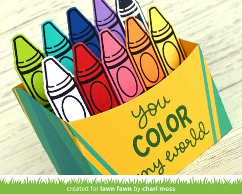 Lawn Fawn Video {4.24.19} Chari's Colors Crayon Box - Lawn Fawn Crayon Box Drawing, Keira Rose, Letter Drawings, Crayola Box, Kawaii Vector, Teacher Lifestyle, Happy Human, Box Of Crayons, Color My World