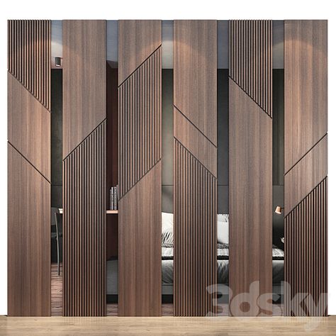 Wood Panel Design Wall, Wooden Wall With Mirror, Panel Wall Living Room Modern, Office Back Panel Design, Decorative Wooden Wall Panels, Modern Office Back Wall Design, Wall Panelling With Mirror, Decorative Wall Paneling, Wooden Wall Design Living Rooms