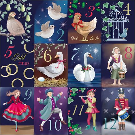 12 days of christmas - Google Search 12 Days Of Xmas, Christmas Reading, Christmas Illustrations, Diy Ornaments, Christmas Graphics, Twelve Days Of Christmas, Christmas Drawing, Christmas Illustration, Christmas Song