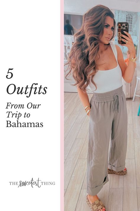 Outfit Ideas Spring 2023 Casual, Cruise Outfits For Women In 30s, Resort Breakfast Outfit, Embarkment Day Outfit, Outfits For Beach Vacation Woman Casual, Spring Resort Outfits, Casual Resort Outfits, What To Wear To The Bahamas, Island Wear Vacations Beach Outfits