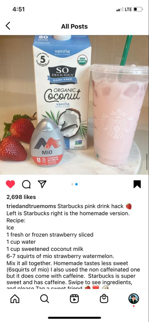 Copycat Starbucks Recipes, Premier Protein, Strawberry Slice, Starbucks Drinks Recipes, Keto Drink, Mixed Drinks Recipes, Pink Starbucks, Starbucks Recipes, Sugar Detox