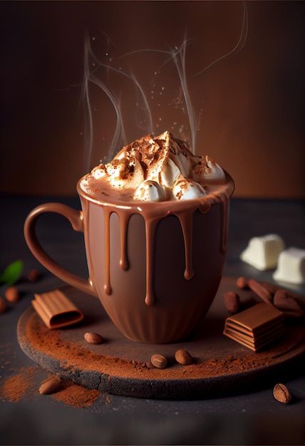 Hot Chocolate Pictures, Hot Chocolate Art, Chocolate Sculptures, Christmas Hot Chocolate, Chocolate Art, Pretty Drinks, Cold Coffee, Chocolate Drinks, Cafe Food