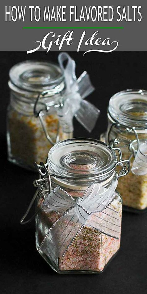 Flavored Salts Recipes, Herb Salt Recipe, Salt Scrub Diy, Infused Salt, Salt Dough Crafts, Salt Gifts, Gift Homemade, Homemade Gift Ideas, Homemade Ideas