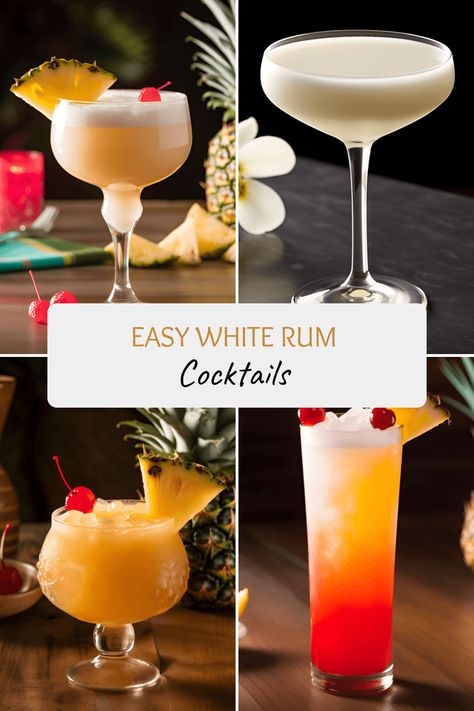 Discover a variety of tropical white rum cocktails including Daiquiri, Long Island Iced Tea, Yellow Bird, and more in minutes! Bacardi White Rum Cocktails, Tropical Rum Cocktails, White Rum Cocktails Recipes, Cocktails With White Rum, Summer Liquor Drinks, Vanilla Rum Drinks Recipes, White Rum Recipes, White Rum Drinks, White Rum Cocktails