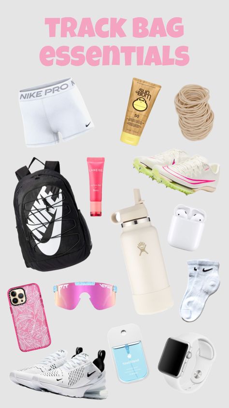 track bag essentials 🔆❕ Track And Field Bag Essentials, Sports Bag Essentials, Cross Country Quotes, Track Bag, Track Outfits, Gymnastics Bags, Gymnastics Skills, Track Meet, Field Bag