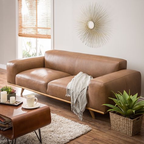 Jasper Laine Dante Italian Oxford Tan Leather Sofa Tan Leather Sofa, Leather Sofa Brown, Tan Leather Couch, Tan Sofa, Tan Leather Sofas, Leather Couches, Best Leather Sofa, Brown Floor, Leather Sectional Sofas