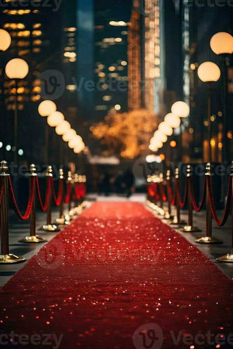 Red carpet rolls out before a backdrop of a glamorous movie premiere Old Hollywood Award Show, Hollywood Red Carpet Aesthetic, Red Carpet Aesthetic Background, Movie Premiere Aesthetic, Classic Hollywood Aesthetic, Red Carpet Ideas, Red Carpet Aesthetic, Old Hollywood Prom, Hollywood Gala