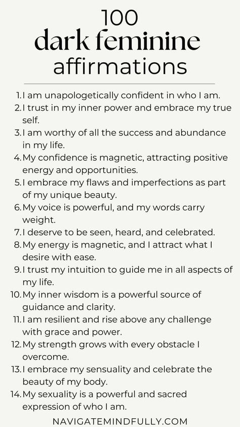 dark feminine energy affirmations How To Embrace Dark Feminine Energy, Embrace Your Darkness, Dark Fem Affirmations, Dark Goddess Energy, What Is Dark Feminine Energy, Mysterious Affirmations, Dark Feminine Crystals, Embrace Feminine Energy, Lilith Affirmations