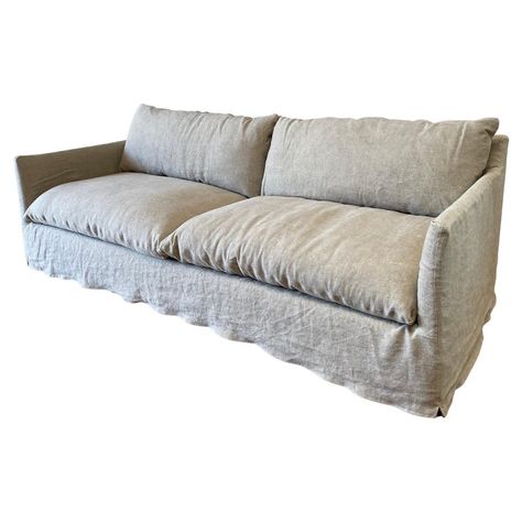 Slip Covered Sofa, Round Daybed, Cottage Sofa, English Sofa, Cotswold House, Custom Couches, Linen Couch, Wood Frame Construction, Upholstery Diy