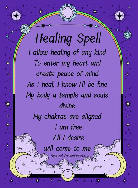 Healing Spells To Heal Illness, Healing Spell, Witch Spells, Manifestation Spells, Witchcraft Spells For Beginners, Good Luck Spells, Spells For Beginners, Witch Quotes, Easy Spells