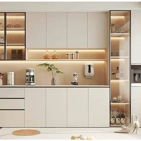 Sethi Glass and Plywood (M/S SHADI LAL SETHI AND SONS ) | Kitchen Design 🔥 | Interior Design idea ✨️ . . . . @sethiglassplywood . . . #trendingreels #modularkitchendesigns #instagramreels… | Instagram Crockery Cabinet Design, Interior Design Showroom, Kitchen Cabinetry Design, Crockery Unit Design, Crockery Design, Desain Pantry, Kitchen Modular, Kitchen Cupboard Designs, Design Showroom