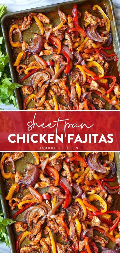 Healthy Sheet Pan Chicken, Sheet Pan Chicken Fajitas, Healthy Sheet Pan, Easy Chicken Fajitas, Pan Chicken Fajitas, Sheet Pan Dinners Recipes, Mexican Dinner Recipes, Sheet Pan Chicken, Dinners Recipes