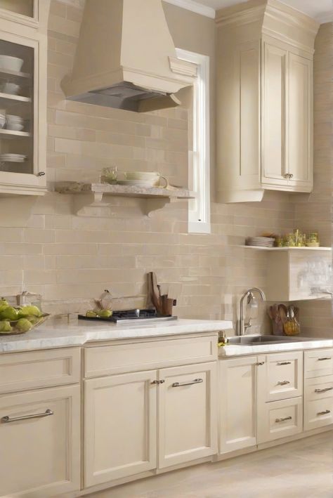 In this daily routine post, we'll explore the perfect backsplash color options for kitchen cabinets painted in SW Accessible Beige. Let's dive right in and discover the best decore choices! #Ad #homedecor #homedesign #fixhome #Painthome #interiorarchitecture Wall Colors Green Room Colors Bright Room Colors Home Renovation Home Remodeling Modern Paint Colors Kitchen Backsplash Ideas Beige Cabinets, Beige Kitchen Backsplash Ideas, Kitchen Backsplash With Taupe Cabinets, Kitchen Backsplash With Beige Cabinets, White Beige Kitchen Modern, Backsplash With Beige Cabinets, Beige Painted Kitchen Cabinets, Sw Natural Tan Cabinets, Accessible Beige Cabinets Kitchen