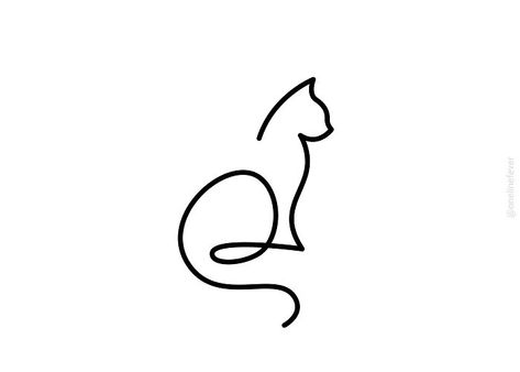 One Line Cat One Line Animals, Animal Line Drawings, One Line Tattoo, Line Doodles, Single Line Drawing, Sweet Cat, Line Sketch, One Line Art, Simple Line Drawings