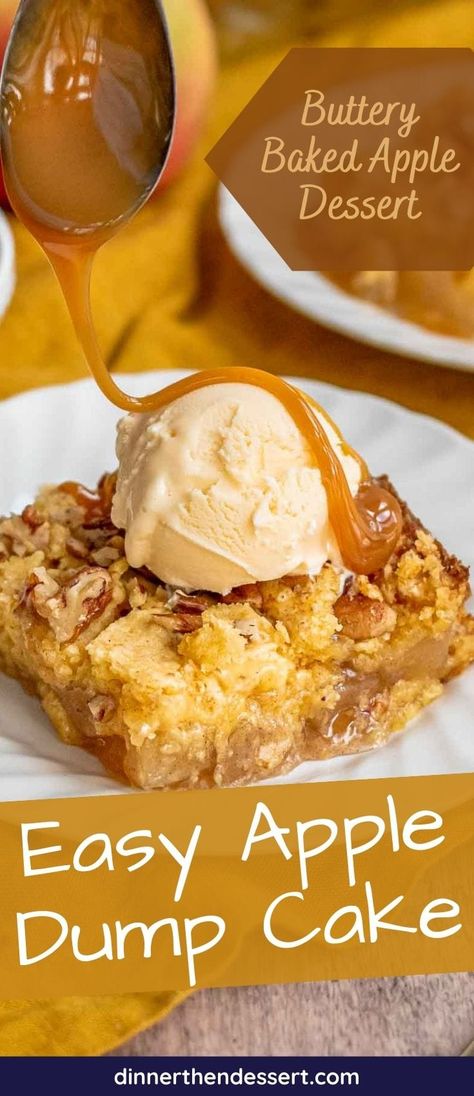 Apple And Yellow Cake Mix Recipes, Apple Pecan Dump Cake Recipes, Apple Desserts Easy Quick Dump Cakes, Lunch Lady Dessert Recipes, Dessert Recipes With Apple Pie Filling, Aldi Apple Dump Cake, Apple Fritter Dump Cake, Recipes With Cake Mix Yellow, Yellow Cake Mix Dump Cakes