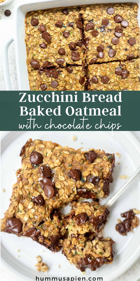 Oatmeal With Chocolate Chips, Zucchini Baked Oatmeal, Zucchini Oatmeal Muffins, Oatmeal With Peanut Butter, Oatmeal With Chocolate, Zucchini Breakfast, Zucchini Oatmeal, Chocolate Chip Zucchini Bread, Baked Oatmeal Healthy