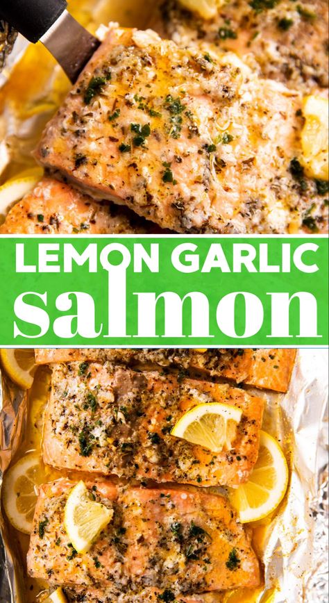 Baked Salmon Easy Recipe, Lemon Garlic Herb Salmon, Salmon Recipes Lemon Garlic Butter, Easy Baked Salmon With Lemon Butter Cream Sauce, Lemon Garlic Salmon Marinade, Lemon Garlic Fish Marinade, Salmon Recipes Baked Lemon Garlic, Salmon Recipes Skinless, Fast Salmon Dinner Recipes