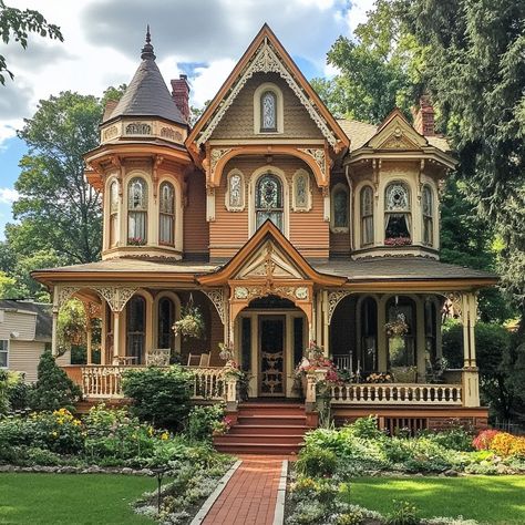 Step back in time with this stunning Victorian charmer! ✨ The intricate details, vibrant colors, and charming porch make it a true fairytale home. 🏡 #victorianhouse #historichome #architecture #dreamhome #homegoals #vintage #charleston Bright Victorian House, Grand Victorian House, Ornate Victorian Houses, Painted Lady Victorian House, 1920s Victorian House, Victorian House Exteriors, Victorian Architecture Exterior, Victorian Barndominium, Victorian Buildings Architecture