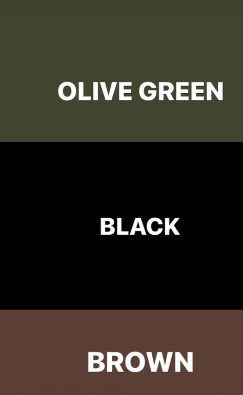 Color Combo With Olive Green, Olive Green Combination, Black Color Combos Outfits, Colour Combination Palette, Olive Green Matching Colors, Colour Combinations Olive Green, Colour Combo With Black, Brown And Black Color Scheme, Color Palette Mens Fashion