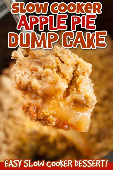 Apple Pie Dump Cake, Apple Crockpot Recipes, Crockpot Apple Dump Cake, Crockpot Cake, Apple Dump Cake Recipe, Apple Dump Cake, Crockpot Apple, Fall Crockpot Recipes, Dump Cake Recipe