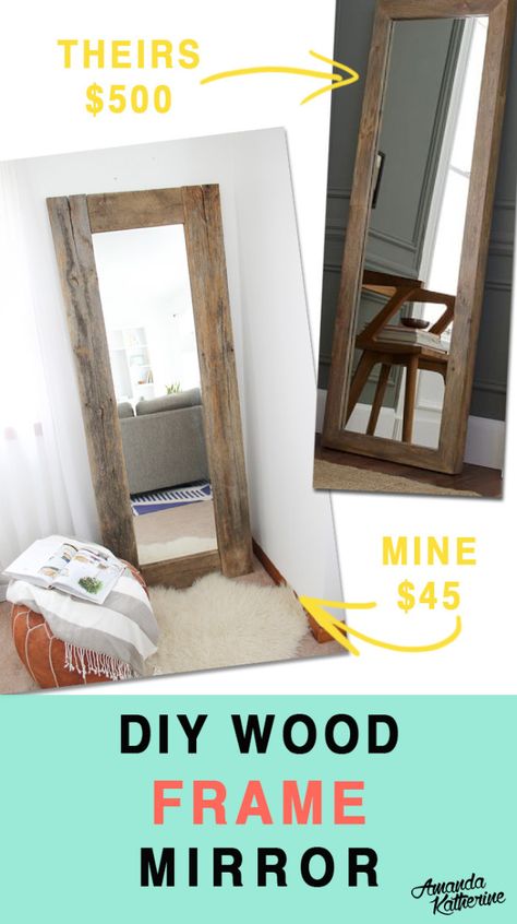 DIY Rustic Wood Frame Mirror - Diy Mirror Design, Twig Projects, Bnb Ideas, Spiegel Diy, Wood Frame Mirror, Mirror Decor Ideas, Farmhouse Diy Projects, House Maintenance, Mirror Frame Diy