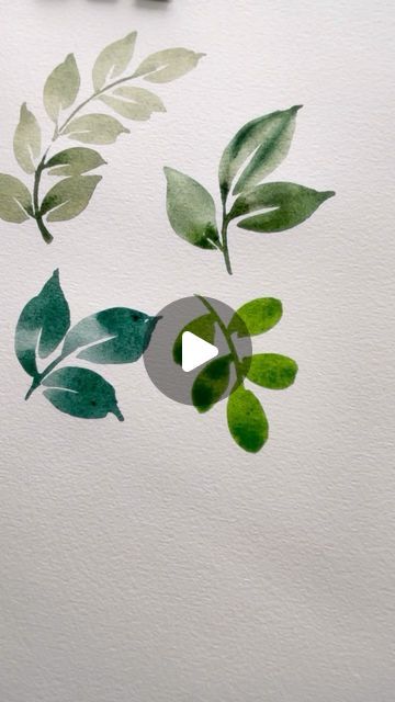 How To Watercolor Leaves, Easy Watercolor Leaves, Watercolor Leaves Painting, Watercolor Leaves Tutorial, Leaves Watercolor Painting, Paint Leaves, Diy Large Wall Art, Watercolour Leaves, Painting Leaves