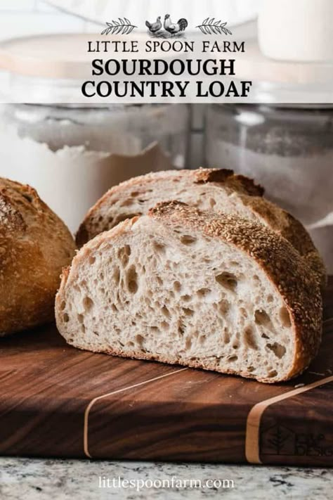 Sourdough Country Loaf, Country Loaf Bread Recipe, Little Spoon Farm, Loaf Bread Recipe, Easy Sourdough Bread, Hearty Sandwiches, Easy Sourdough Bread Recipe, Whole Wheat Sourdough, Sourdough Bread Recipes