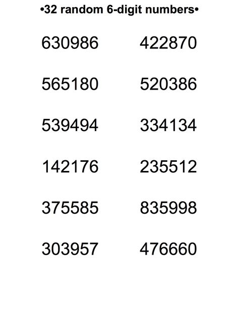 32 Random 6-Digit Numbers to print 4 Digit Number Password Ideas, 6 Digit Passcode Ideas, Aesthetic Password Ideas Number, Passwords Ideas Iphone, 6 Digit Passcode Ideas Iphone, Phone Password Ideas Numbers, Passcode Ideas Iphone, Aesthetic Password Ideas, Password Ideas Numbers