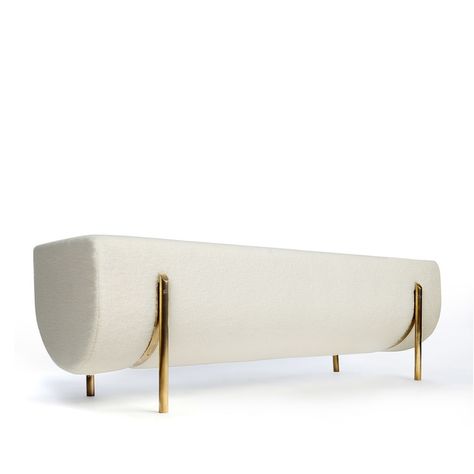 SEMPIONE BENCH Brass Bar Stools, Modern Ottoman, Blackened Steel, Bed Bench, Chaise Design, Upholstered Bench, Ottoman Bench, Banquette, Interior Furniture