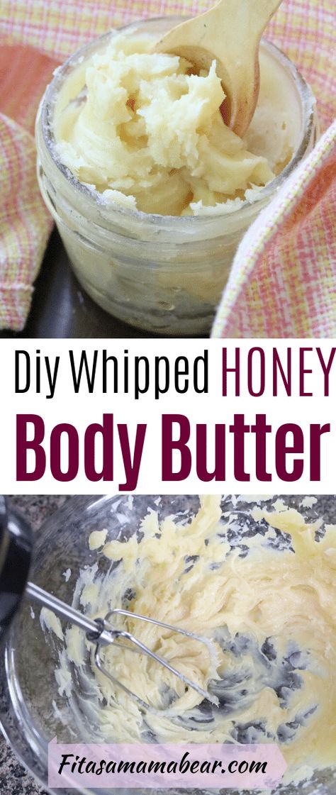 An easy, diy honey body butter recipe for homemade, all natural, whipped body butter with beeswax #homemadebodybutter #diy #diylotion #bodybutter #homemadegift #recipe #natural Whipped Mango Body Butter, Diy Whipped Body Butter Recipe, Homemade Whipped Body Butter, Diy Whipped Body Butter, Whipped Body Butter Recipe, Mango Body Butter, Body Butter Recipe, Homemade Body Butter, Diy Body Butter