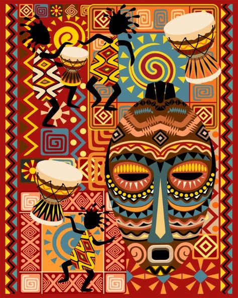 African Mask Painting, African Abstract Art, Abstract White Background, African Art Projects, Africa Art Design, African Pattern Design, African Colors, African Theme, African Paintings