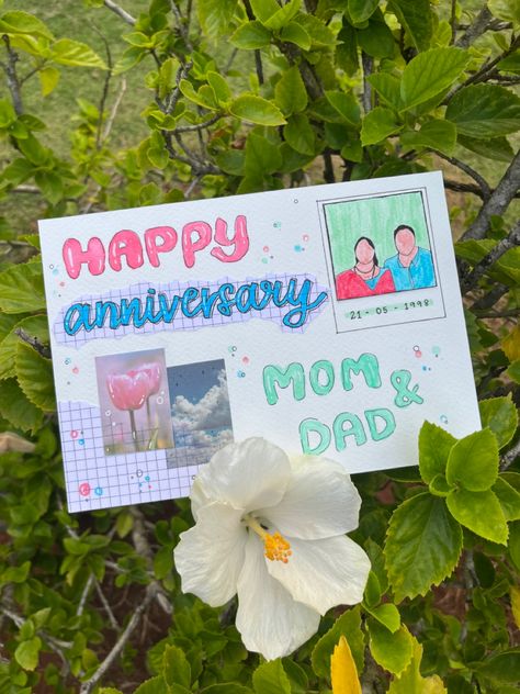 Aesthetic Anniversary Cards For Parents, Anniversary Ideas For Parents Diy, Anaversery Cards For Parents, Happy Anniversary Card Ideas For Parents, Cute Anniversary Gifts For Parents, Anniversary Card Aesthetic, Card For Parents Anniversary, Anniversary Greeting Cards For Parents, Anniversary Gift To Parents