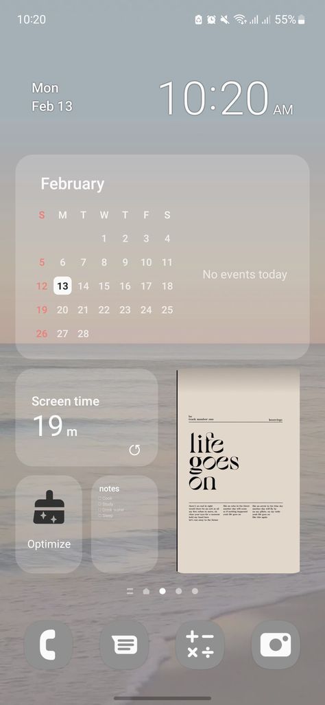 Homescreen android Phone Layout Ideas Android Samsung, Aesthetic Android Organization, Aesthetic Phone Layout Android, Samsung Phone Organization Ideas, Samsung Phone Organization, Samsung S23 Aesthetic, Samsung Themes Aesthetic, Android Home Screen Ideas, Samsung Layout Homescreen