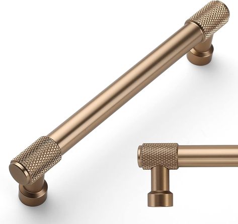 Amerdeco 10 Pack Champagne Bronze Knurled Cabinet Pulls 5 Inch(128mm) Hole Center Kitchen Cabinet Handles Drawer Pulls Cabinet Hardware ZH0034 - Amazon.com Champagne Bronze Cabinet Hardware, White And Bronze Kitchen, Bronze Kitchen Handles, Knurled Cabinet Hardware, Champagne Bronze Kitchen Hardware, Bronze Kitchen Hardware, Champagne Bronze Kitchen, Bathroom Accesories, Champagne Bronze Hardware