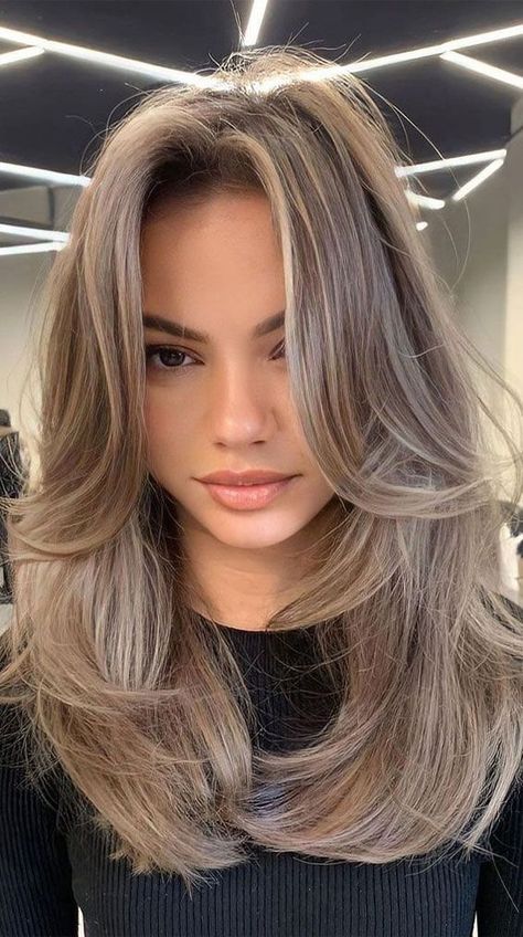 Blonde To Brunette Hair Transformation, Black To Blonde Hair Transformation, Hair Inspo Color Light Brown, Butterfly Haircut With Money Piece, Light Brown Hair Transformation, Very Dark Blonde Hair, Low Highlights For Brown Hair, Light Brown With Balayage, Brunette With Low Lights