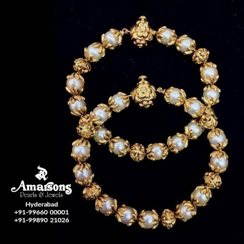 Gold Nakshi Kada with Pearls from Amarsons Pearls and Jewels 😍♥ @amarsonsjewellery  Follow 👉: @amarsonsjewellery    For More Details Whatsapp on : +91-9966000001 Amarsons Jewellery, Pearl Bangles Gold, Gold Jhumka Earrings, Antique Necklaces Design, Antique Gold Jewelry Indian, Gold Jewelry Simple Necklace, Diamond Necklace Designs, Pearl Necklace Designs, Gold Necklace Indian Bridal Jewelry