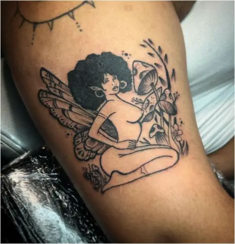 Fairy Lady Tattoo Fairy Lady, Grimm Brothers, Cute Thigh Tattoos, Lady Tattoo, The Grimm, Forever Tattoo, Unusual Tattoo, Fairy Tattoo Designs, Goddess Tattoo