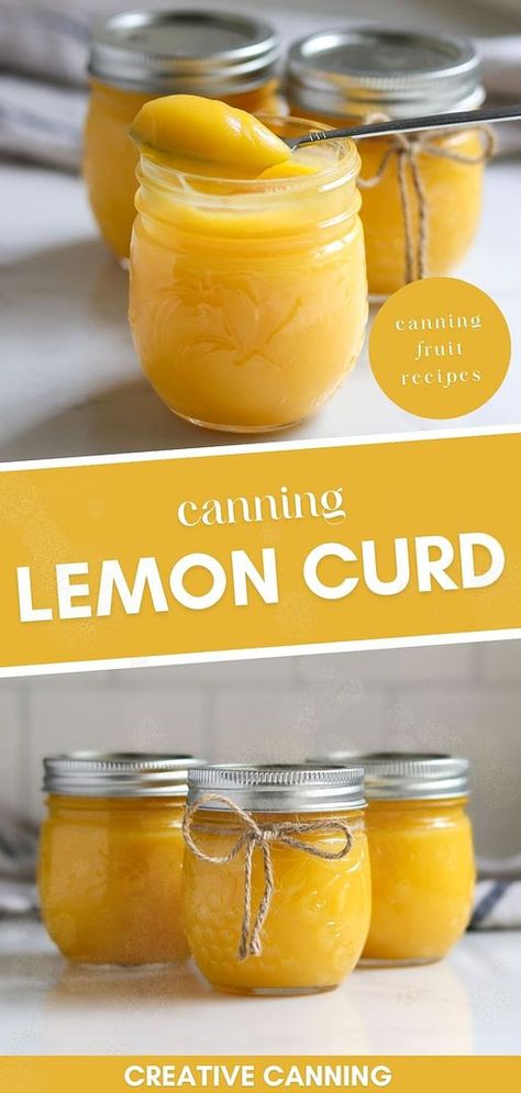 Discover the joys of canning lemon curd, a standout in canning fruit recipes. This water bath canning method preserves the luscious flavors of lemons right on your pantry shelf. Perfect as a spread straight out of the jar, lemon curd also enhances a variety of desserts, from cookies to tarts, and even as a topping for ice cream. Explore more home canning recipes, water bath canning recipes, and canning food preservation tips at creativecanning.com Dessert Canning Recipes, Canning Lemon Juice Concentrate, Canning Lemon Curd Recipe, Canned Lemon Curd, Water Bath Recipes, Food Preservation Recipes, Water Canning Recipes, Canned Desserts, Pickles Canning Recipes