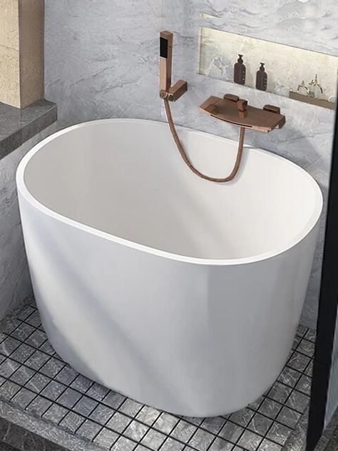 Bathtub Small Apartment Acrylic Internet Celebrity Mini Deep Bubble Japanese Household Independent Movable Constant - AliExpress Small Soaker Tub, Japanese Soaker Tub, Small Soaking Tub, Tiny Bathtub, Bath Freestanding, Mini Bathtub, Deep Bathtub, Tub Design, Condo Bathroom