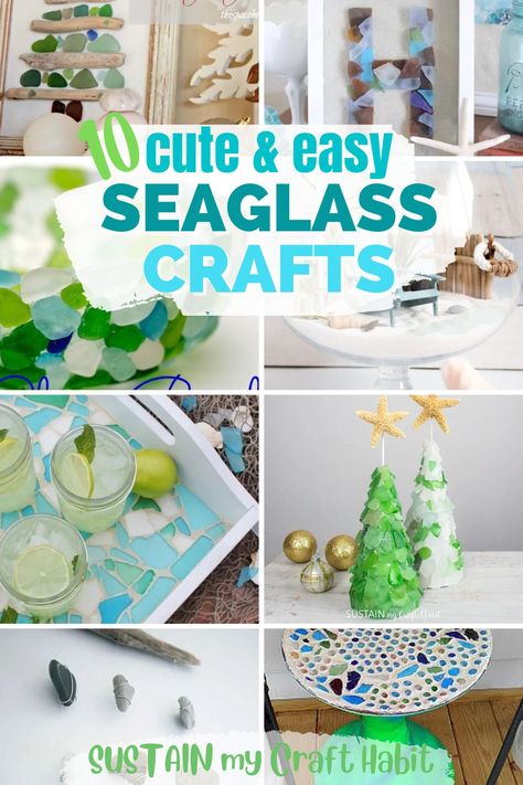 Sea glass crafts are so unique and satisfying to make as they let you display beautiful beach found treasures in creative ways. We have over 10 easy and cute projects to make using seaglass. Sea Glass Projects, Seaglass Diy, Beach Glass Projects, Glass Crafts Diy, Sea Glass Diy, Sea Glass Gifts, Sea Glass Art Diy, Sea Glass Mosaic, Sea Glass Art Projects