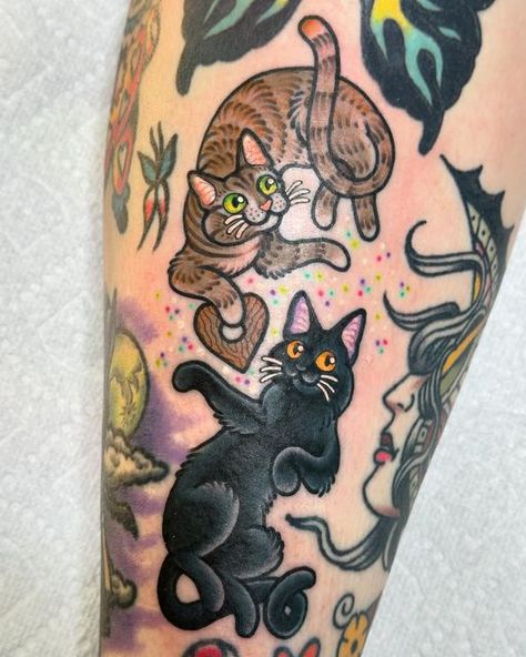 Ginny Marie Kalnasy on Instagram: "🥹 Thank you for asking for your kitties as a gap filler @lauryn.grace.hair So much fun! 🖤🧡 I have time in June! Email me to book! Ginnymarietattoos@gmail.com . . . #michigantattooartist #michigantattooer #ladytattooer #ladytattooartist #detroittattooartist #detroittattooer #ceruleanelectrictattoo #ginnymarietattoos #minnesotatattooartist #minnesotatattooer #minneapolistattooartist #minneapolistattooer #beetattoo #cattattoo #cattoo #pettattoo #pettattoos #kittytattoo #spookytattoo #ouijatattoo #ouija #spookykitty #spookyseason #spookytattoo #blackcattattoo #blackcat #truelove" Minnesota Tattoo, Ouija Tattoo, Minneapolis Tattoo, Chicken Tattoo, Sailor Tattoo, Black Cat Tattoos, Traditional Tattoo Sleeve, Sweet Tattoos, Spooky Tattoos