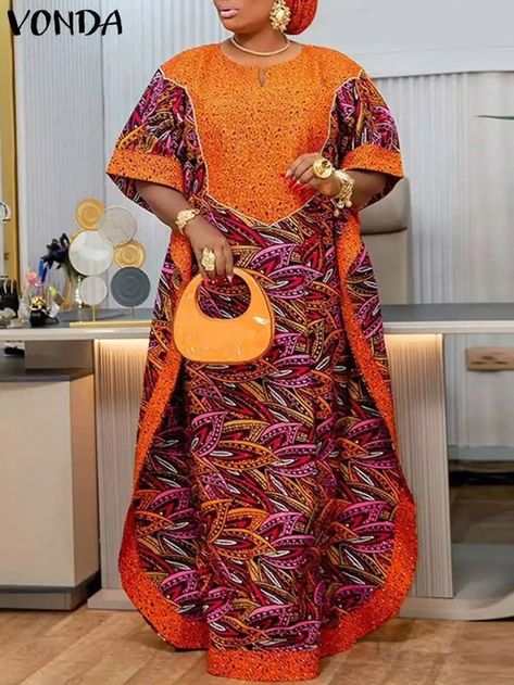 Half Bubu And Skirt, Ankara Style For Women, Bubu Dresses, A Shape Gown Ankara, African Maxi Dress Ankara, Boubou Styles For Women, Relaxed Elegance, African Fabric Dress, Long African Dresses