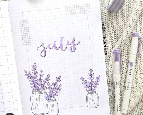 July Theme Bullet Journal, Bujo July Cover Page, July Bujo Ideas, Wall Boarder Ideas Diy, Bujo July Cover, Bujo Monthly Themes, Bullet Journal July Theme, July Bullet Journal Cover Ideas, Boder Degin On Paper Cute