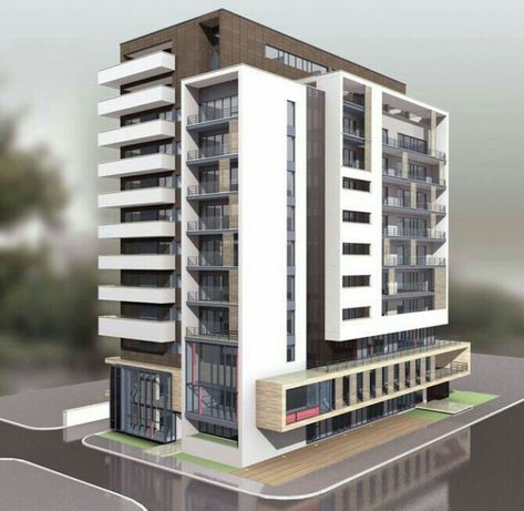 Facade Architecture Design Buildings, Urban Office, Bangunan Minecraft, Residential Building Design, Contemporary Building, Mix Use Building, Wood Architecture, Architecture Building Design, Apartment Architecture